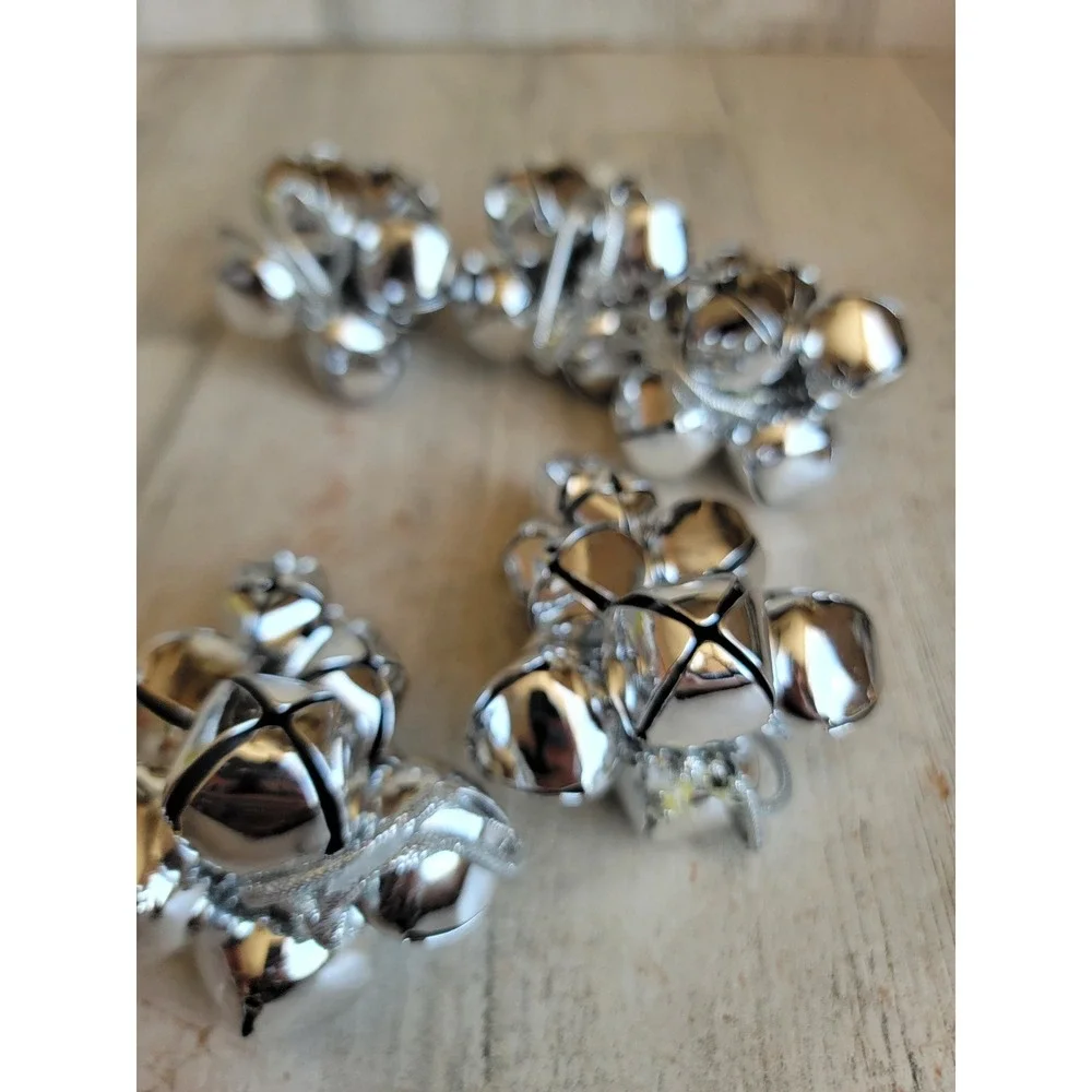 Pottery Barn silver grapevine Bell RARE ornament Xmas jingle unique set